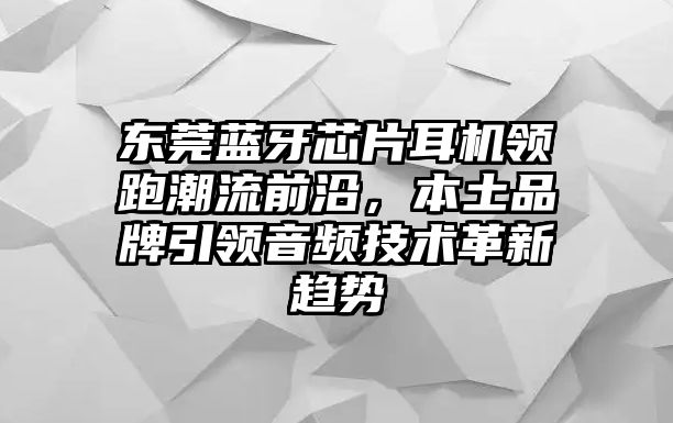 東莞藍(lán)牙芯片耳機領(lǐng)跑潮流前沿，本土品牌引領(lǐng)音頻技術(shù)革新趨勢