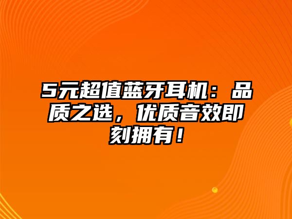 5元超值藍(lán)牙耳機(jī)：品質(zhì)之選，優(yōu)質(zhì)音效即刻擁有！