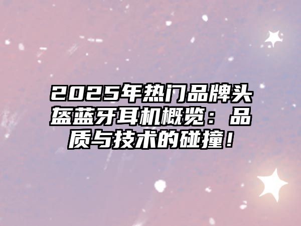 2025年熱門品牌頭盔藍牙耳機概覽：品質(zhì)與技術(shù)的碰撞！