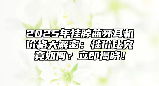 2025年掛脖藍牙耳機價格大解密：性價比究竟如何？立即揭曉！