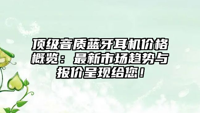 頂級音質(zhì)藍牙耳機價格概覽：最新市場趨勢與報價呈現(xiàn)給您！