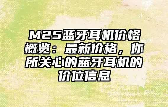 M25藍(lán)牙耳機(jī)價(jià)格概覽：最新價(jià)格，你所關(guān)心的藍(lán)牙耳機(jī)的價(jià)位信息