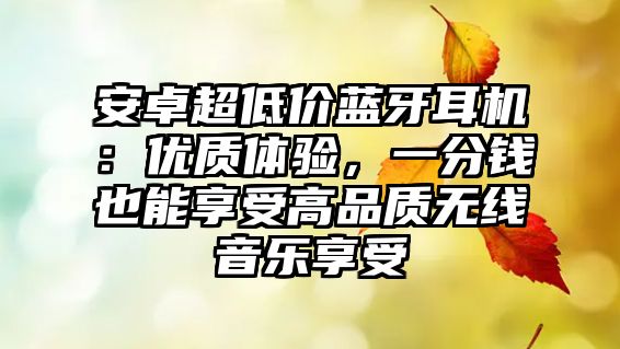 安卓超低價(jià)藍(lán)牙耳機(jī)：優(yōu)質(zhì)體驗(yàn)，一分錢(qián)也能享受高品質(zhì)無(wú)線(xiàn)音樂(lè)享受
