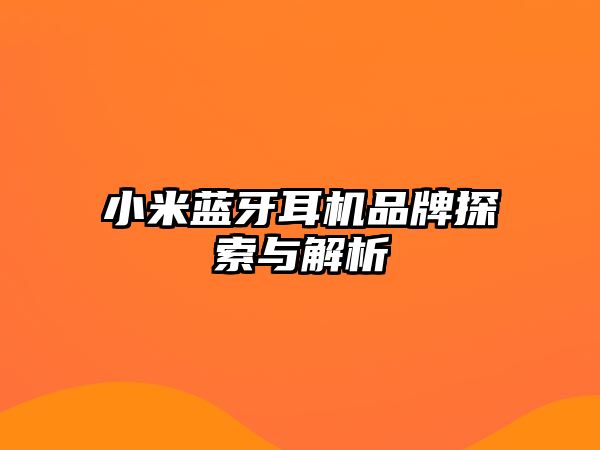 小米藍(lán)牙耳機(jī)品牌探索與解析