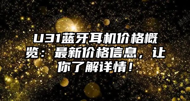 U31藍牙耳機價格概覽：最新價格信息，讓你了解詳情！