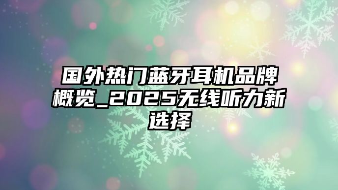 國外熱門藍牙耳機品牌概覽_2025無線聽力新選擇