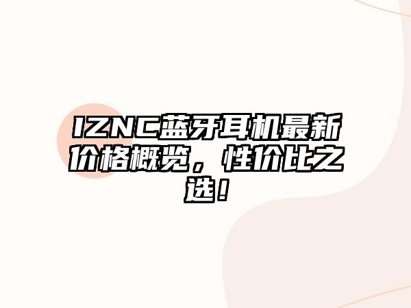 IZNC藍(lán)牙耳機(jī)最新價(jià)格概覽，性?xún)r(jià)比之選！